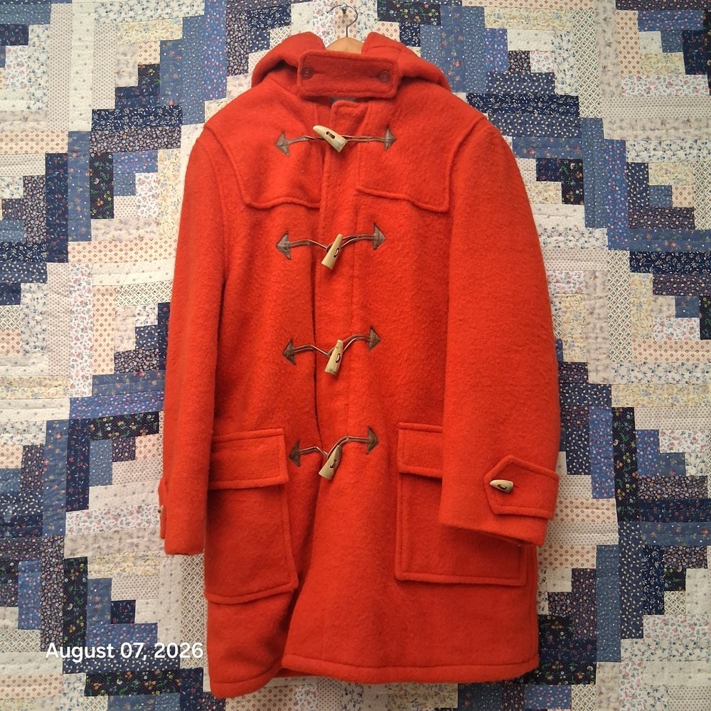 True Vintage 1970s Hudson's Bay Mens Large Red Wool Blanket Duffle Coat Canada